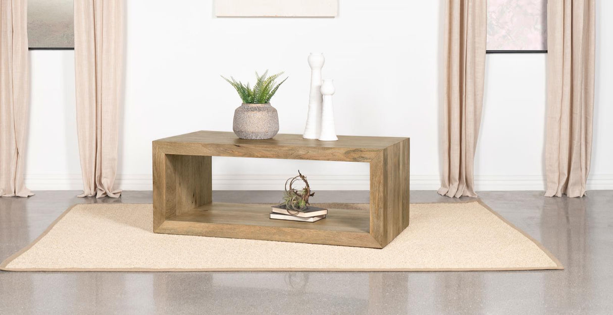 Benton Natural Rectangular Solid Wood Coffee Table from Coaster - Luna Furniture