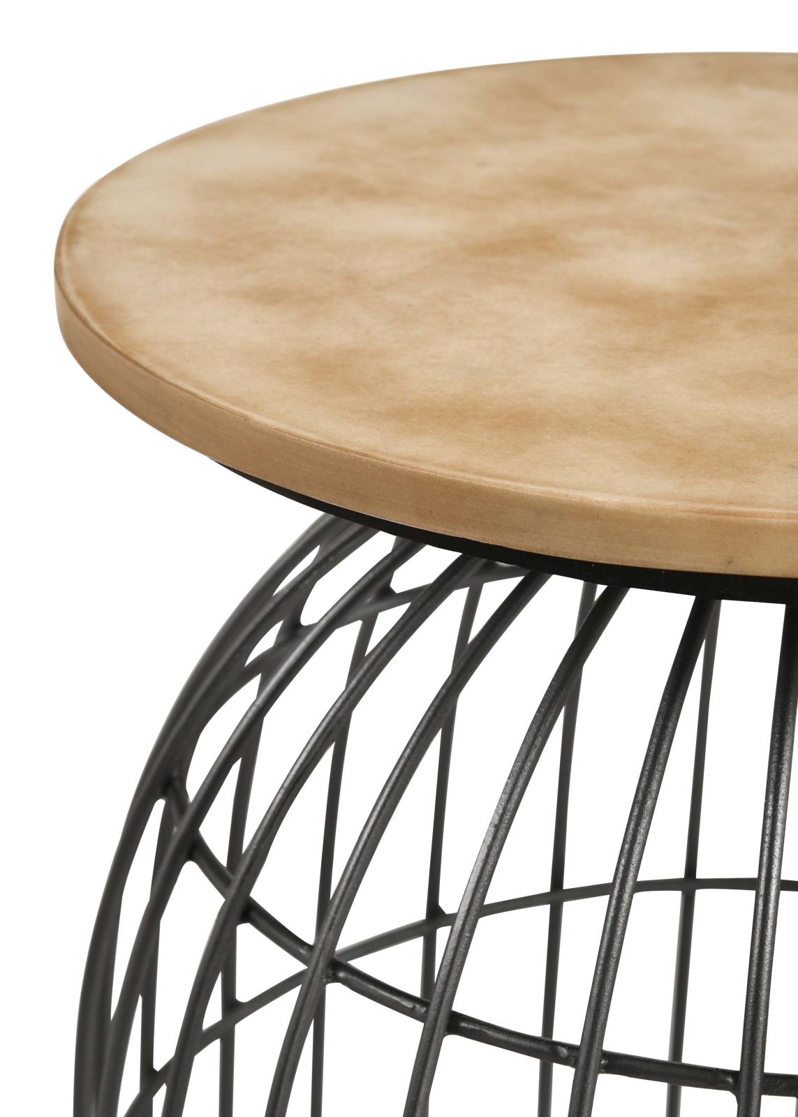 Bernardo Natural and Gunmetal Round Accent Table with Bird Cage Base from Coaster - Luna Furniture