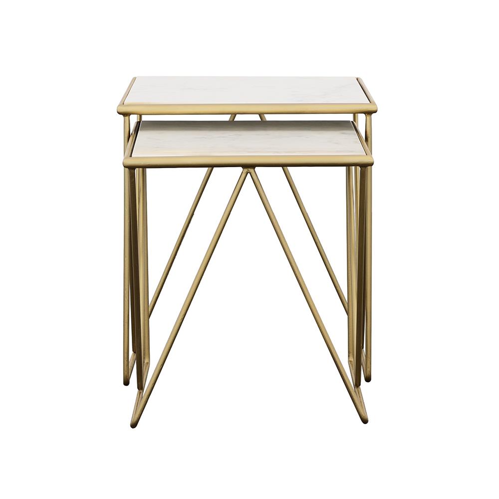 Bette White and Gold 2-Piece Nesting Table Set from Coaster - Luna Furniture