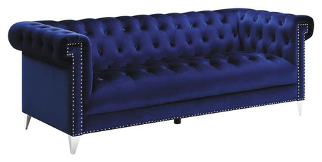 Bleker 3-piece Tuxedo Arm Living Room Set Blue - 509481-S3 - Luna Furniture