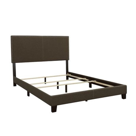 Boyd California King Upholstered Bed with Nailhead Trim Charcoal - 350061KW - Luna Furniture
