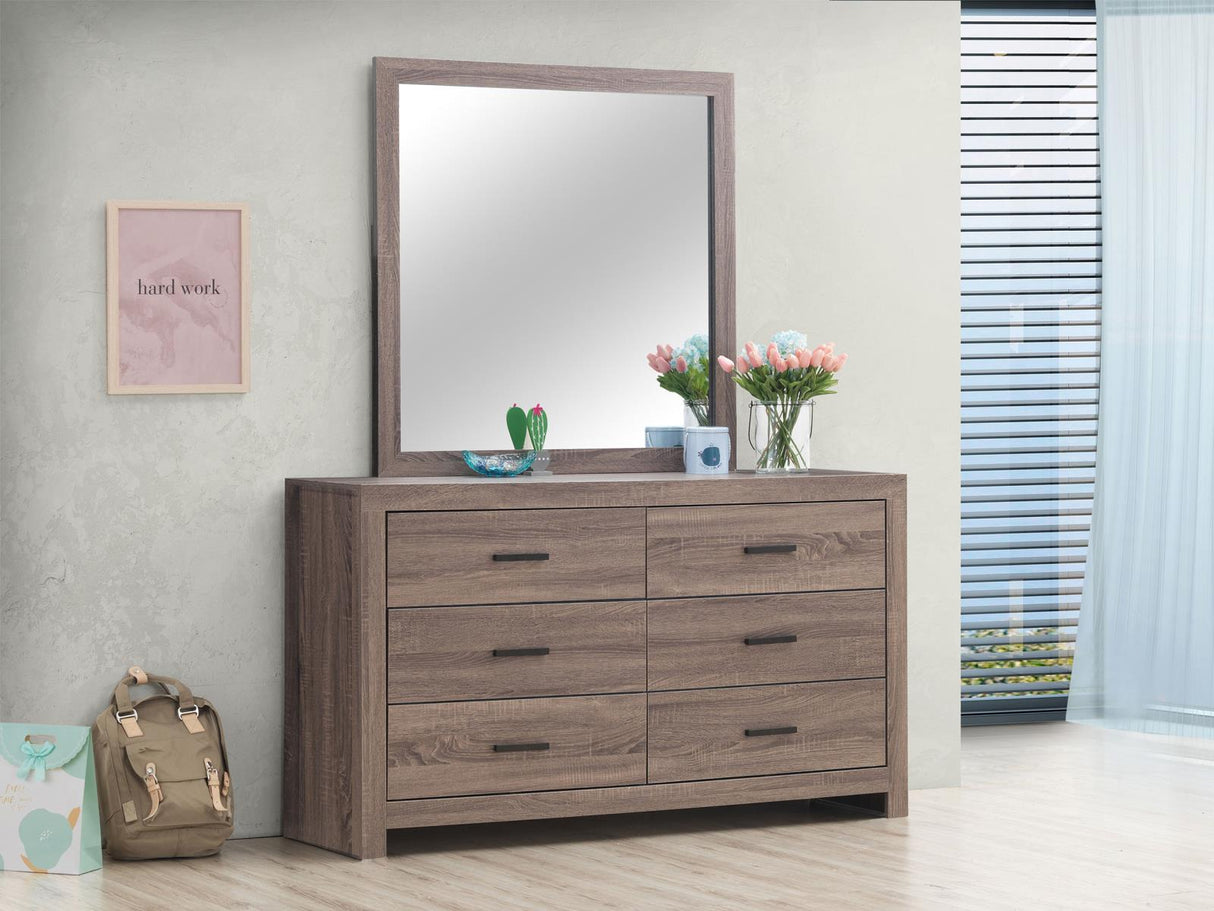 Brantford Barrel Oak 6-Drawer Dresser with Mirror from Coaster - Luna Furniture