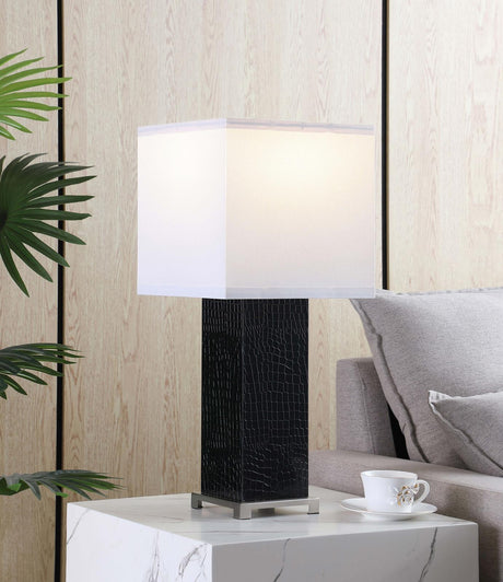 Bridle Square Shade Bedside Table Lamp Black - 920204 - Luna Furniture
