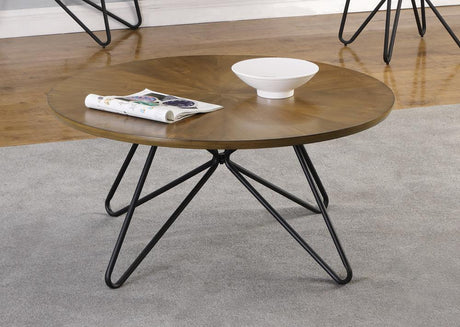 Brinnon Round Coffee Table Dark Brown and Black - 722898 - Luna Furniture