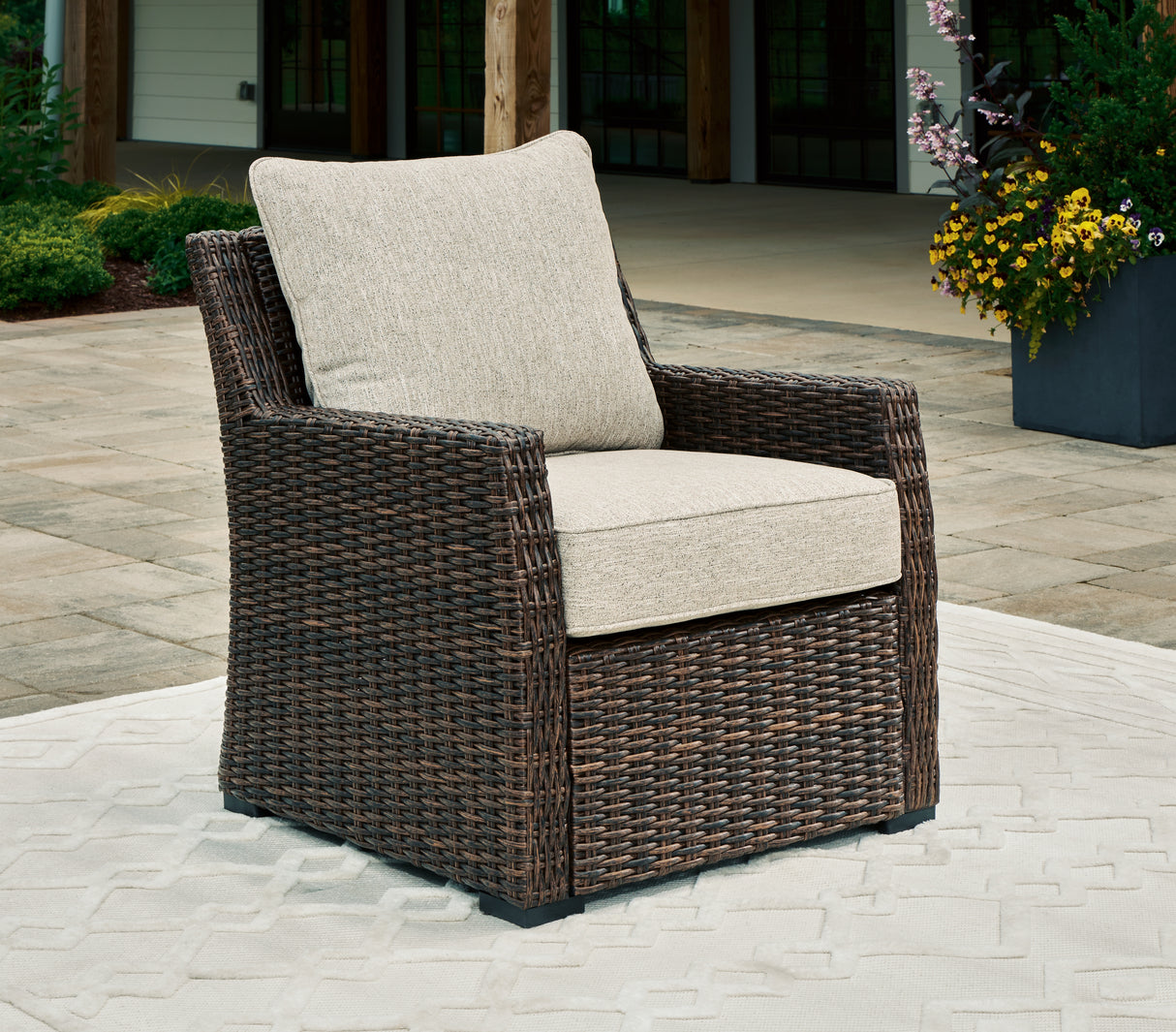 Brook Ranch Brown Outdoor Lounge Chair with Cushion from Ashley - Luna Furniture