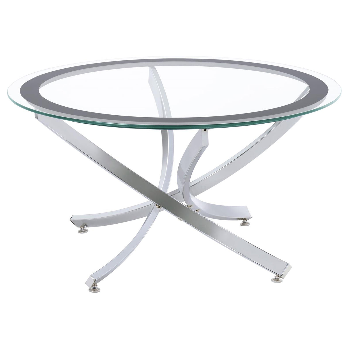 Brooke Chrome and Black Glass Top Coffee Table from Coaster - Luna Furniture