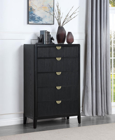 Brookmead 5-drawer Bedroom Chest Black - 224715 - Luna Furniture