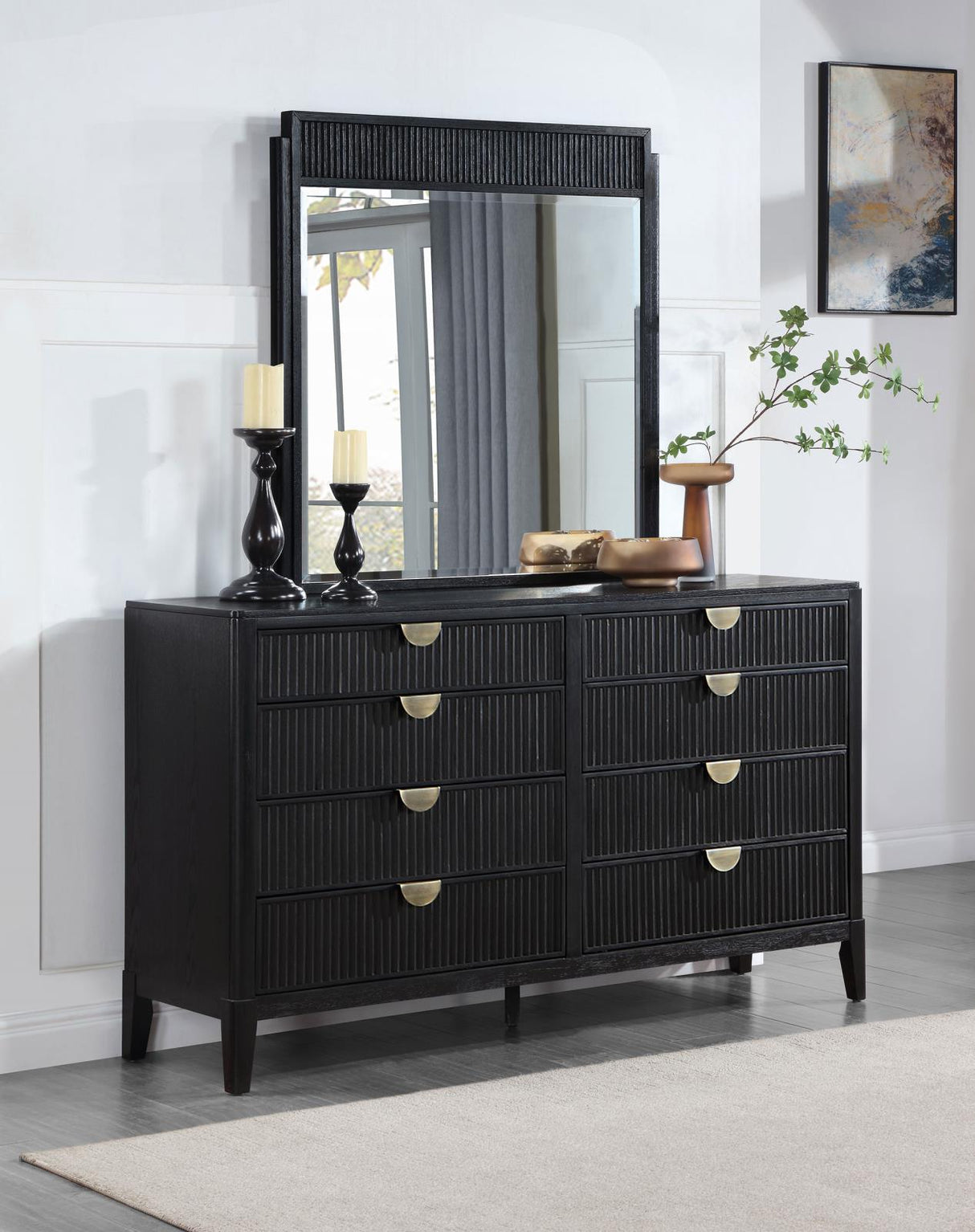 Brookmead Black 8-Drawer Bedroom Dresser with Mirror from Coaster - Luna Furniture