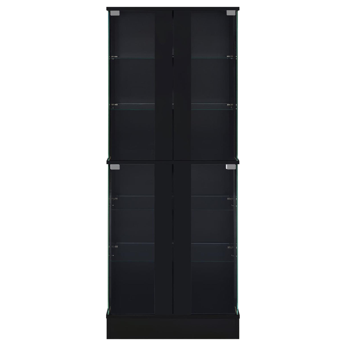 Cabra Black High Gloss Display Case Curio Cabinet with Glass Shelves and LED Lighting from Coaster - Luna Furniture