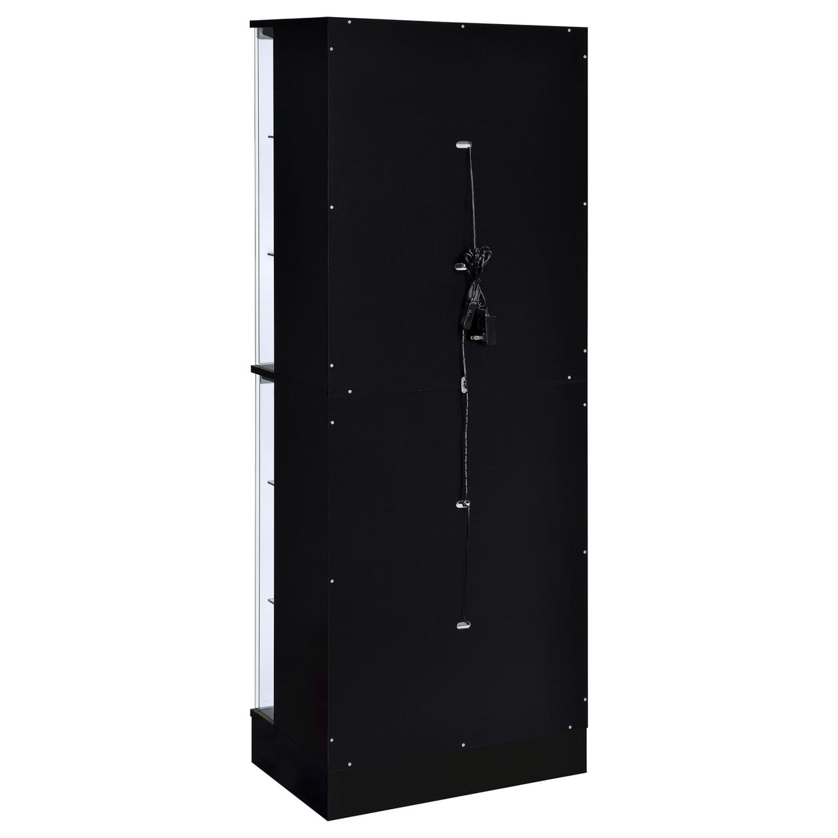 Cabra Black High Gloss Display Case Curio Cabinet with Glass Shelves and LED Lighting from Coaster - Luna Furniture