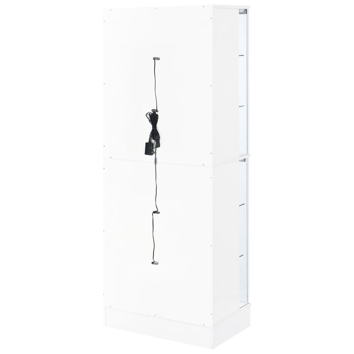 Cabra White High Gloss Display Case Curio Cabinet with Glass Shelves and LED Lighting from Coaster - Luna Furniture