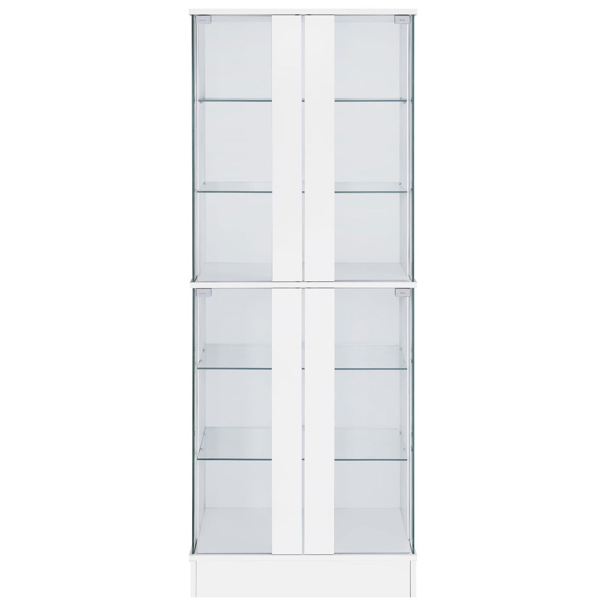 Cabra White High Gloss Display Case Curio Cabinet with Glass Shelves and LED Lighting from Coaster - Luna Furniture