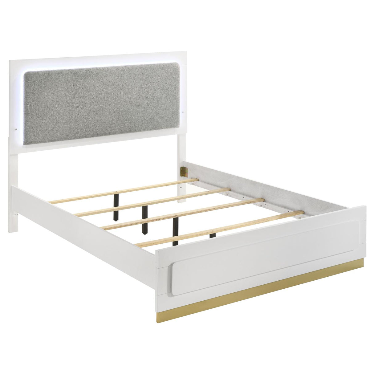 Caraway White and Gray California King Bed with LED Headboard from Coaster - Luna Furniture