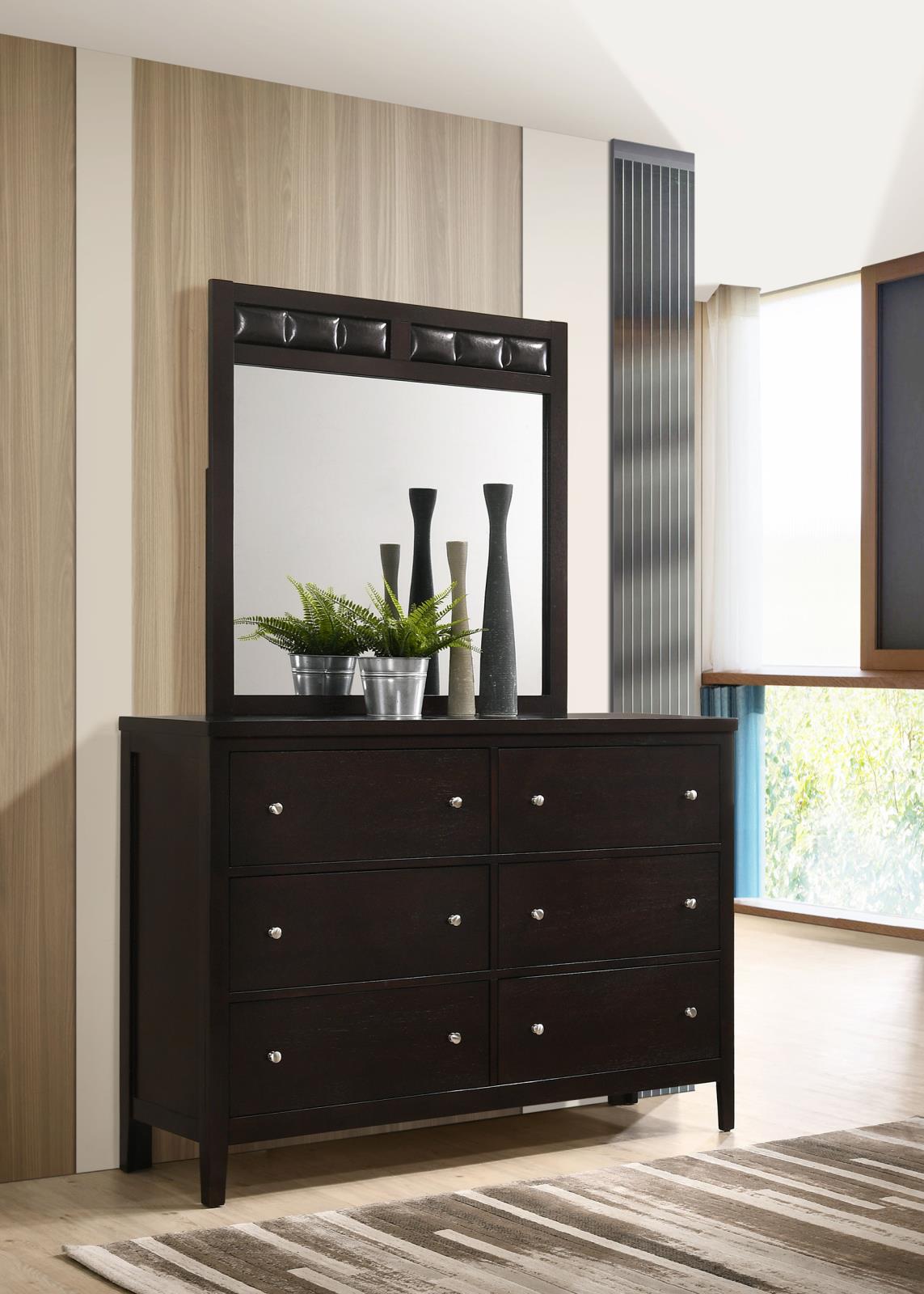Carlton Cappuccino 6-Drawer Rectangular Dresser with Mirror from Coaster - Luna Furniture