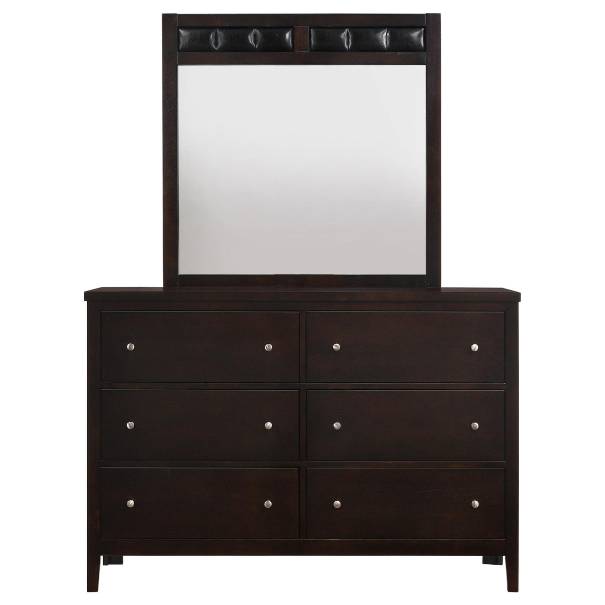 Carlton Cappuccino 6-Drawer Rectangular Dresser with Mirror from Coaster - Luna Furniture