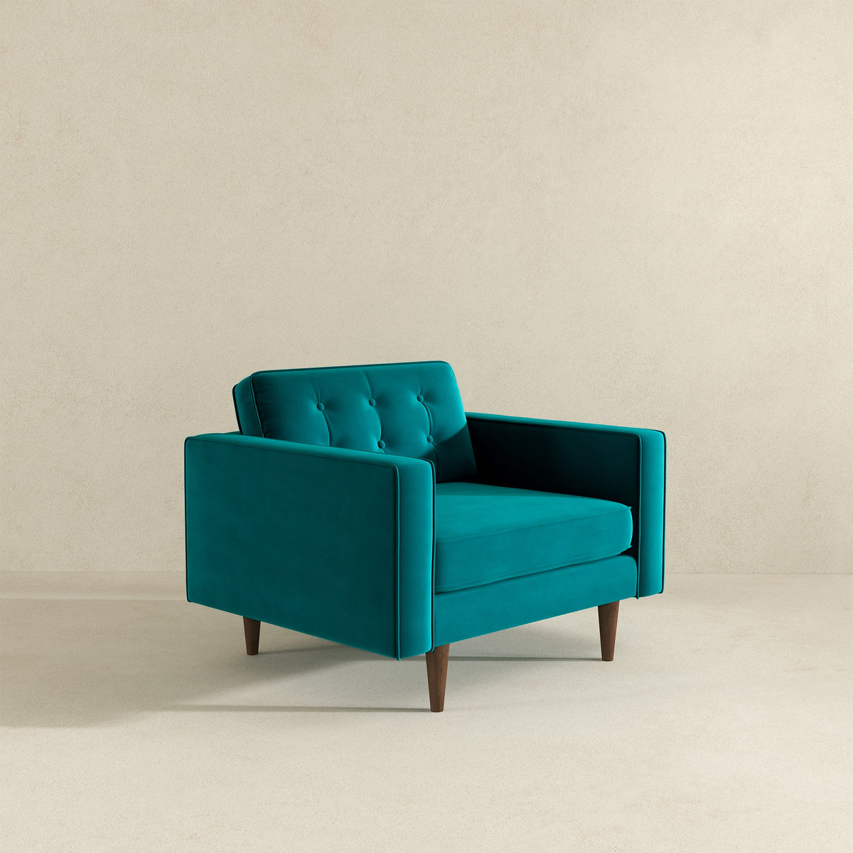 Casey MidCentury Modern Teal Velvet Lounge Chair Luna Furniture