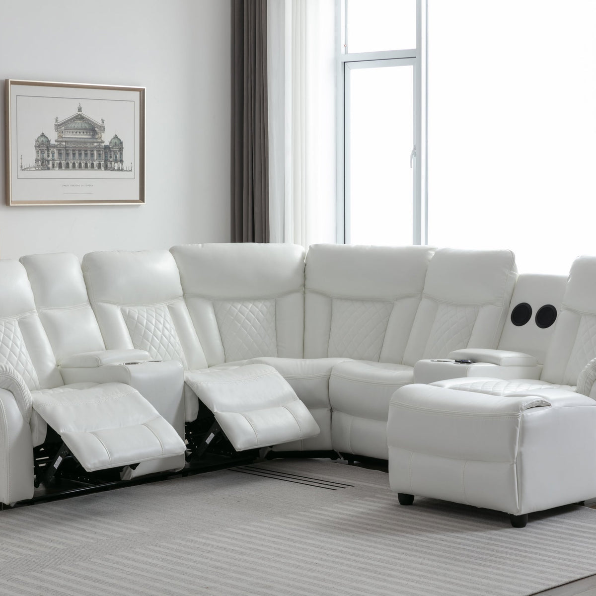 Champion White Reclining Sectional Luna Furniture