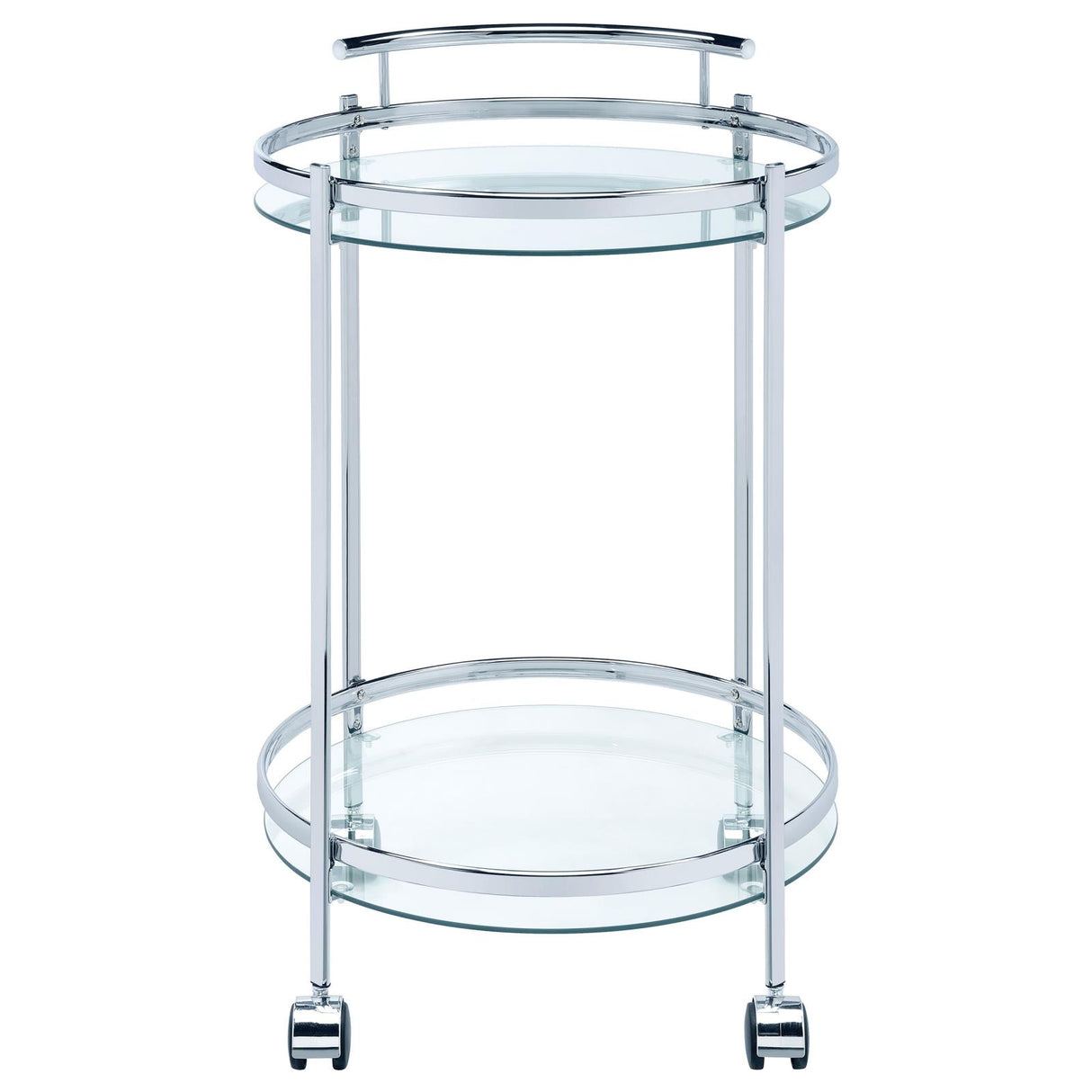 Chrissy Chrome Round Glass Bar Cart from Coaster - Luna Furniture