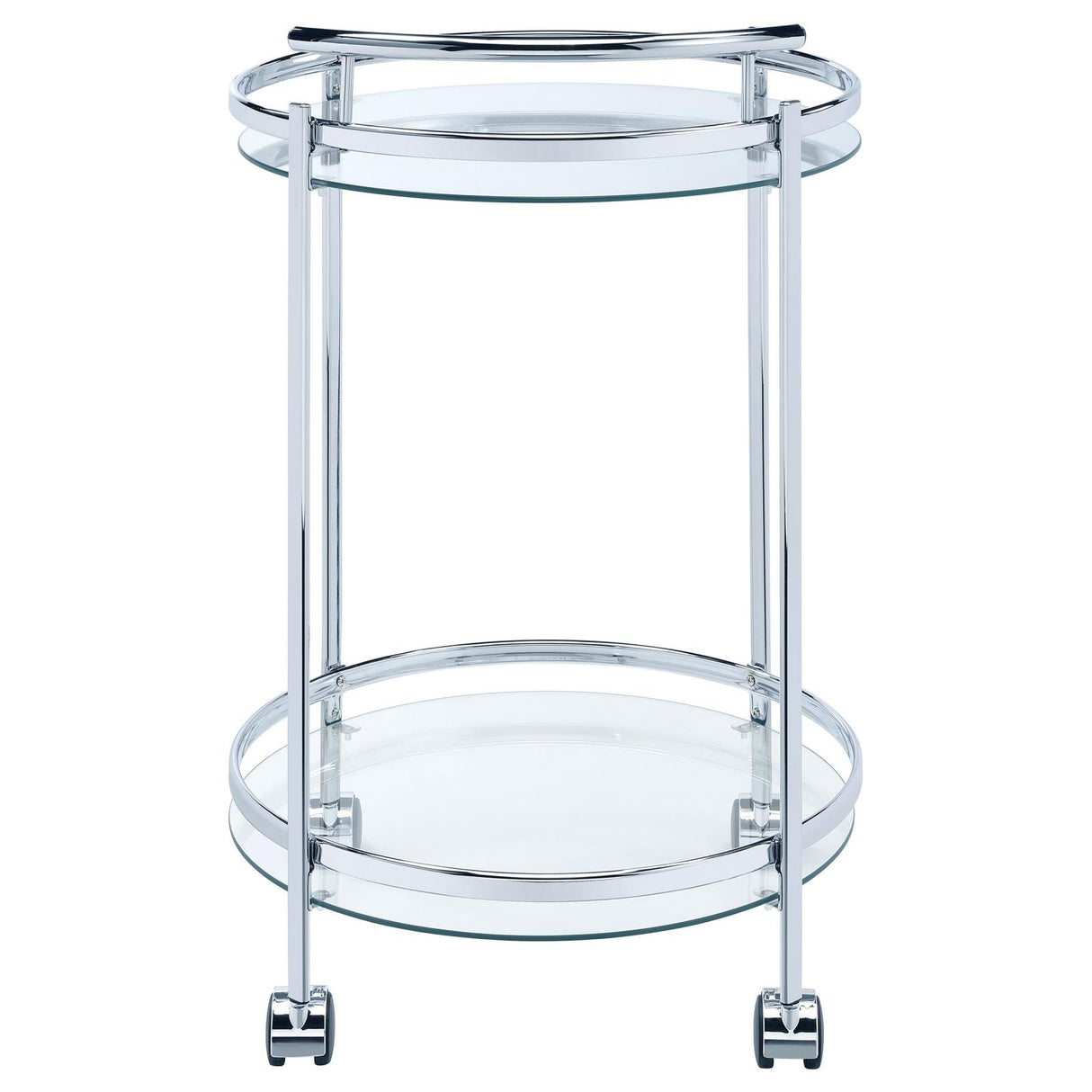 Chrissy Chrome Round Glass Bar Cart from Coaster - Luna Furniture