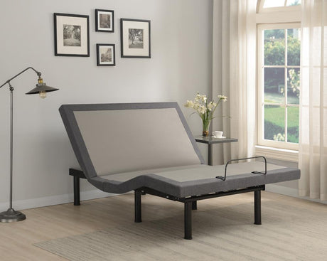 Clara Eastern King Adjustable Bed Base Grey and Black - 350131KE - Luna Furniture