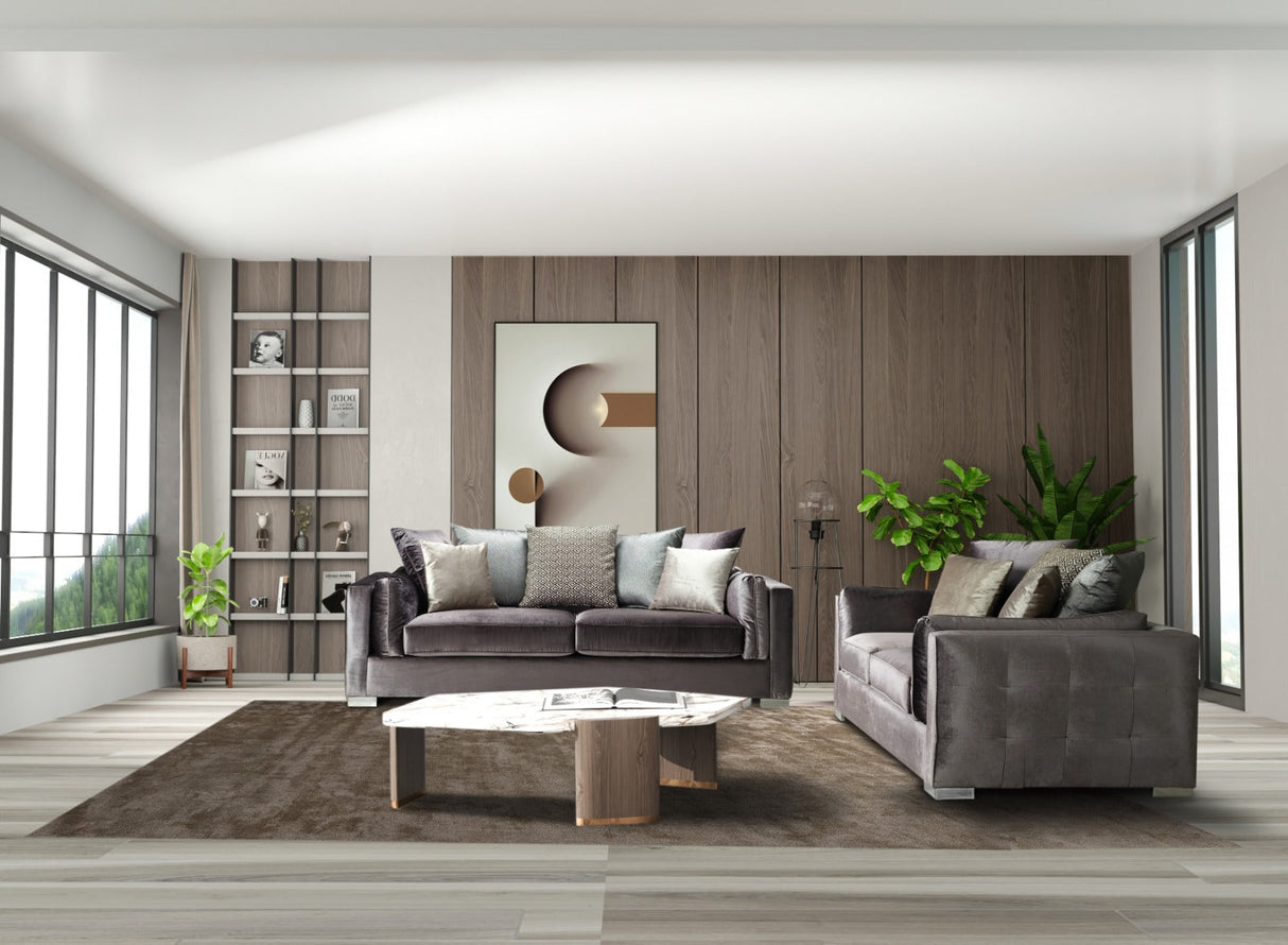 Clara Gray Velvet Sofa & Loveseat from Nova Furniture - Luna Furniture