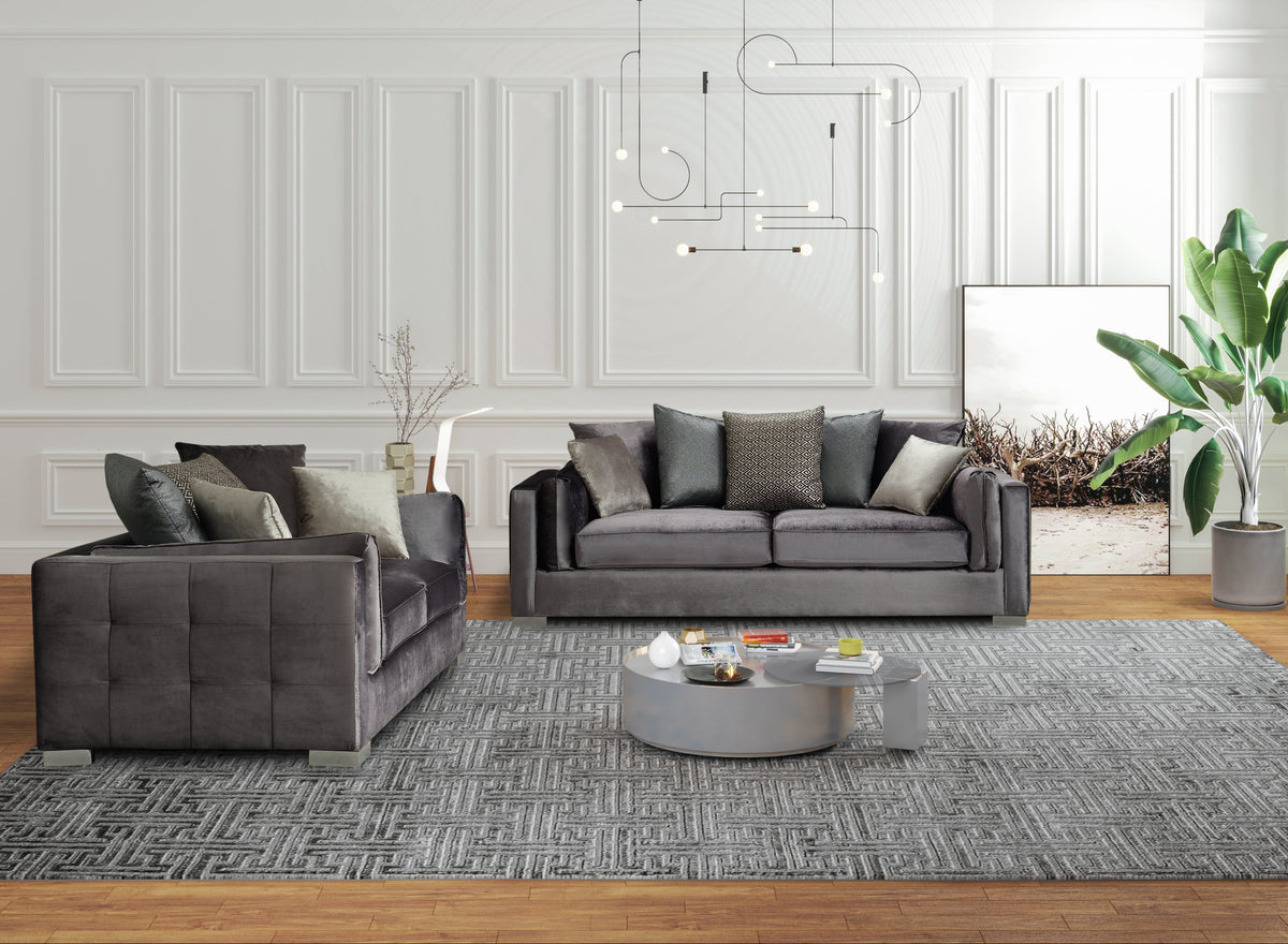 Clara Gray Velvet Sofa & Loveseat from Nova Furniture - Luna Furniture