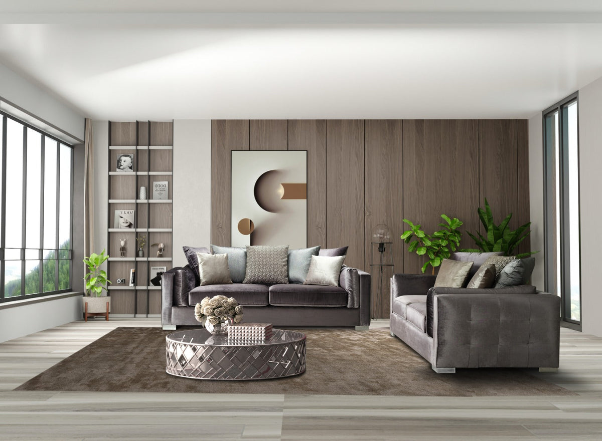 Clara Gray Velvet Sofa & Loveseat from Nova Furniture - Luna Furniture