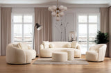 Cloe Ivory Boucle Stool - CLOEIVORY-STO - Luna Furniture