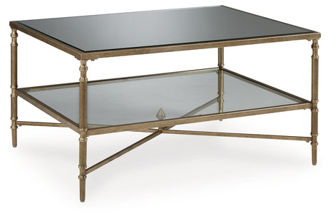 Cloverty Aged Gold Finish Coffee Table - T440-1 - Luna Furniture