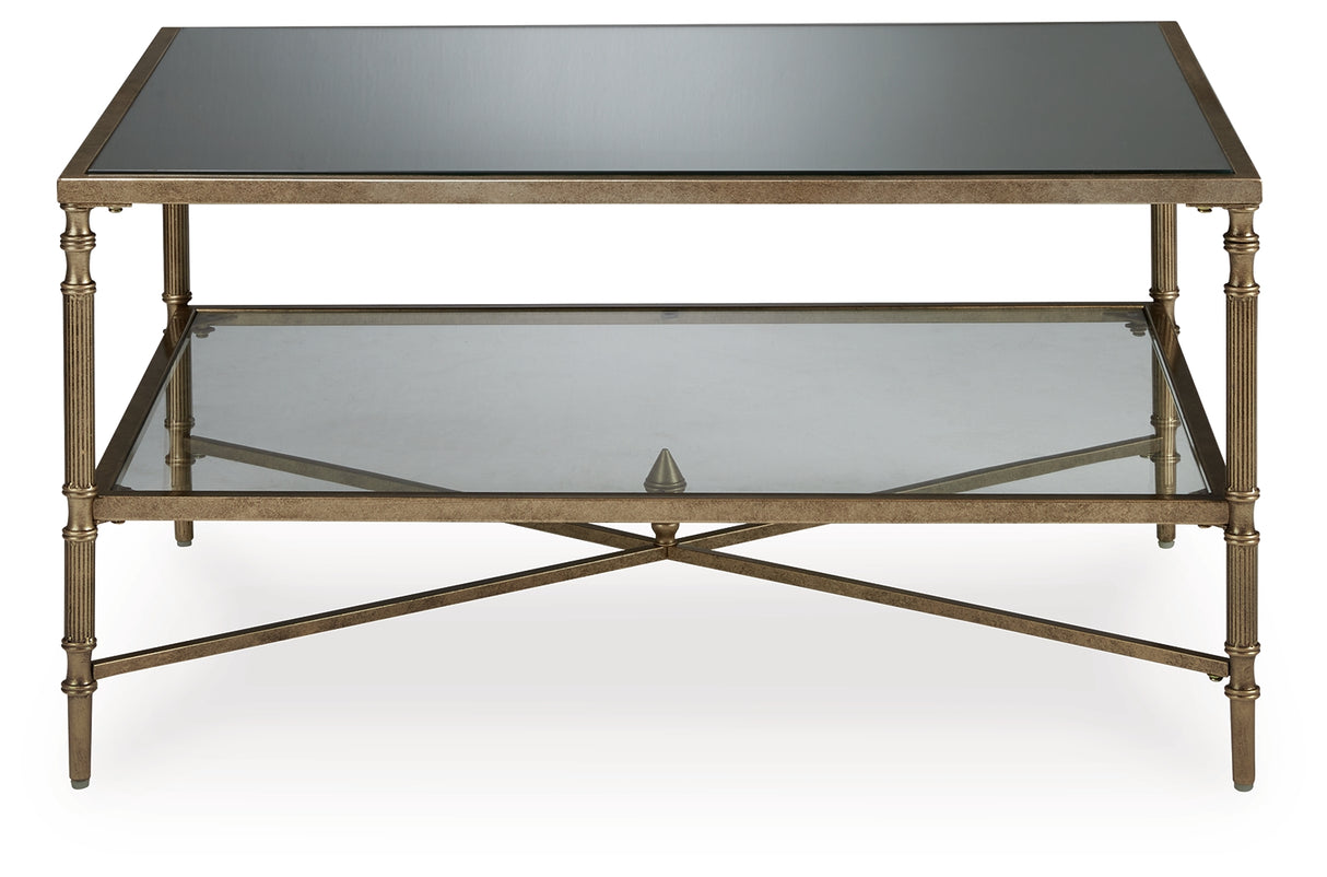 Cloverty Aged Gold Finish Coffee Table - T440-1 - Luna Furniture