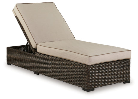 Coastline Bay Brown Outdoor Chaise Lounge with Cushion - P784-815 - Luna Furniture