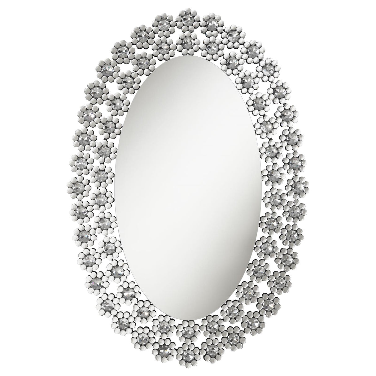 Colleen Oval Wall Mirror with Faux Crystal Blossoms from Coaster - Luna Furniture