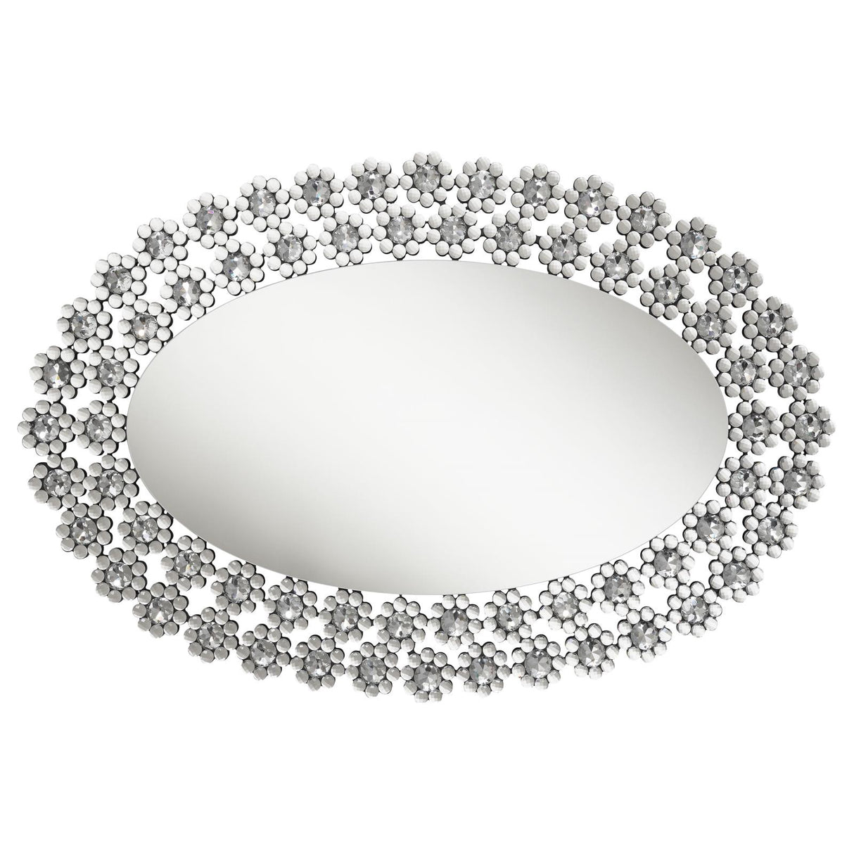 Colleen Oval Wall Mirror with Faux Crystal Blossoms from Coaster - Luna Furniture
