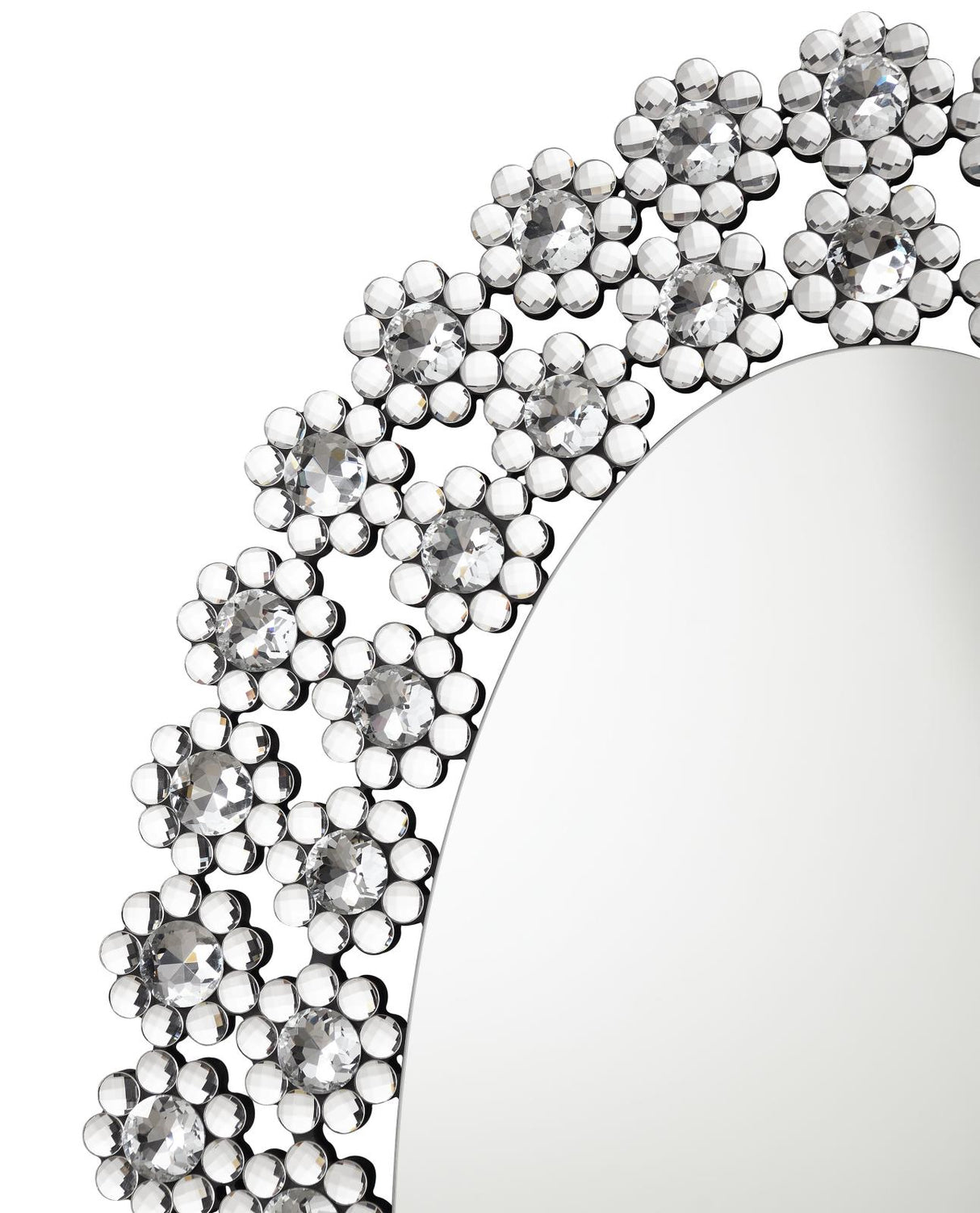 Colleen Oval Wall Mirror with Faux Crystal Blossoms from Coaster - Luna Furniture