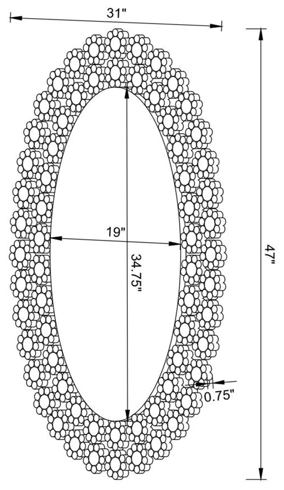 Colleen Oval Wall Mirror with Faux Crystal Blossoms from Coaster - Luna Furniture