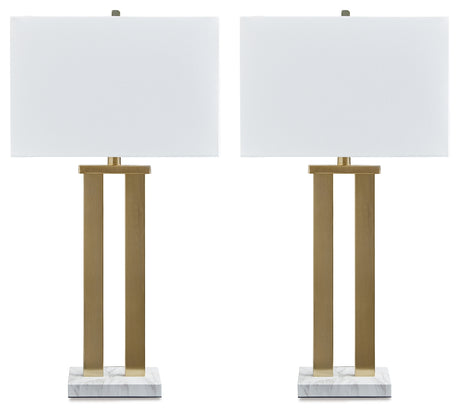 Coopermen Gold Finish/White Table Lamp (Set of 2) - L204534 - Luna Furniture