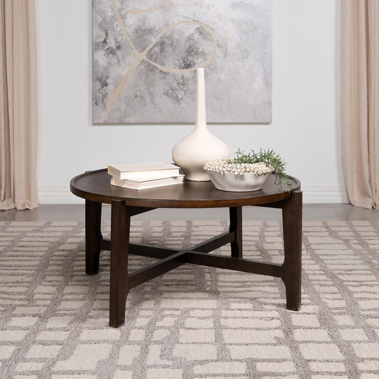 Cota Dark Brown Round Solid Wood Coffee Table from Coaster - Luna Furniture