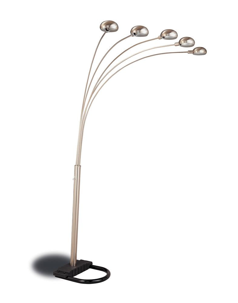 Dacre Chrome and Black 5-Light Floor Lamp with Curvy Dome Shades from Coaster - Luna Furniture