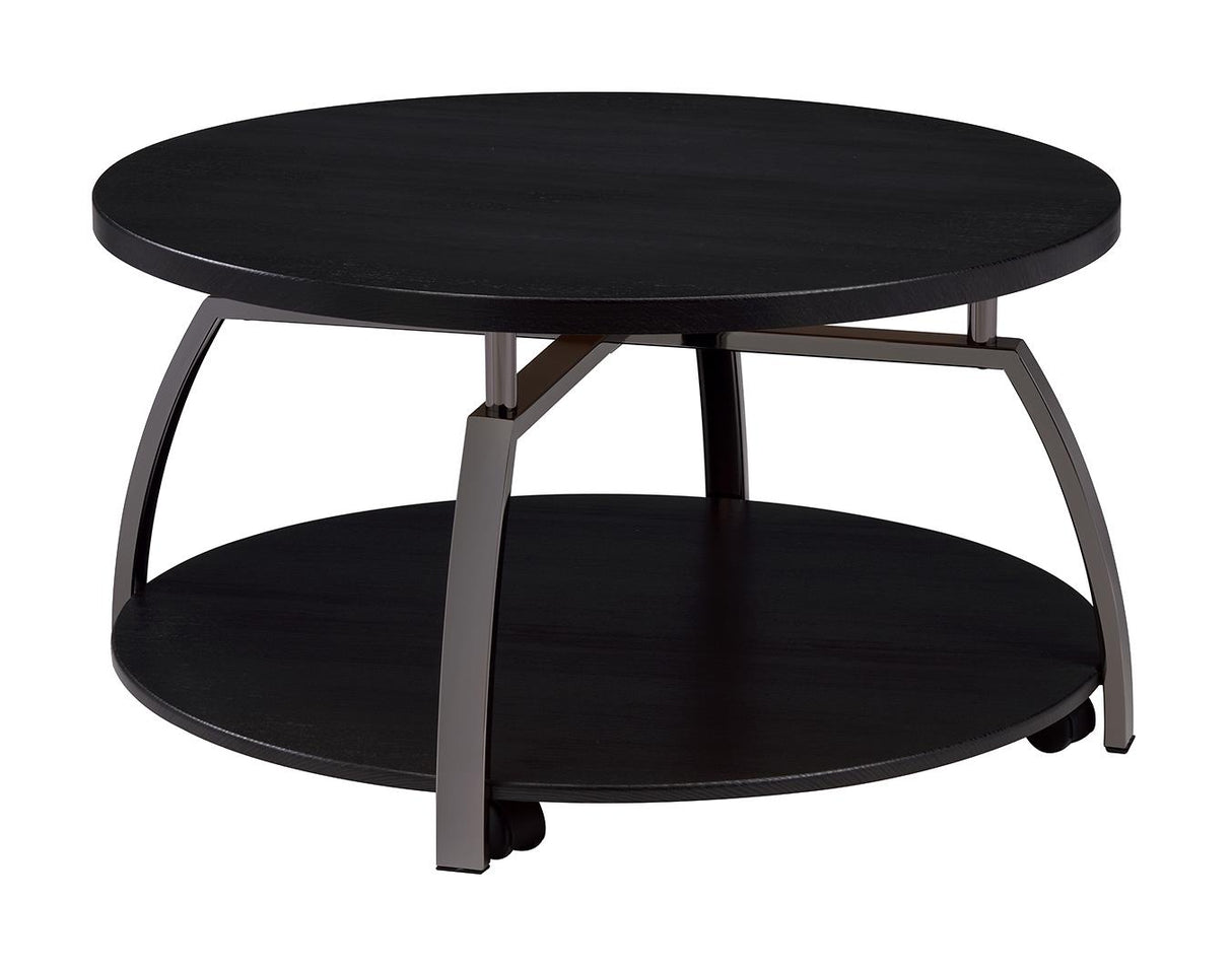 Dacre Dark Gray and Black Nickel Round Coffee Table from Coaster - Luna Furniture