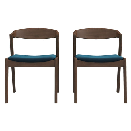 Dakota Mid-Century Modern Solid Wood Velvet Dining Chair (Set of 2) Blue - AFC01871 - Luna Furniture
