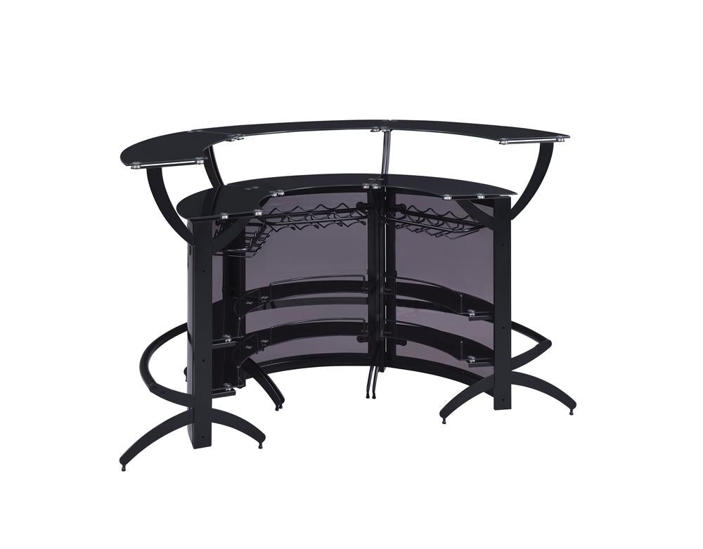 Dallas Smoked and Black 3-Bottle Wine Rack Bar Unit from Coaster - Luna Furniture