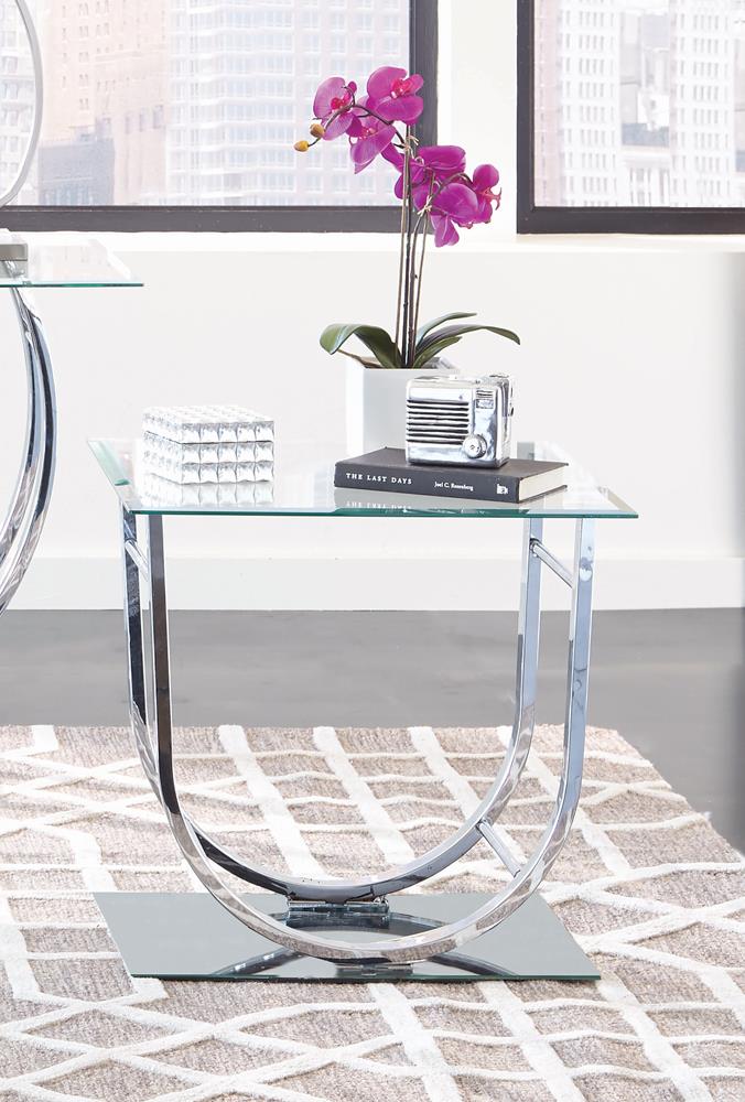 Danville Chrome U-Shaped End Table from Coaster - Luna Furniture