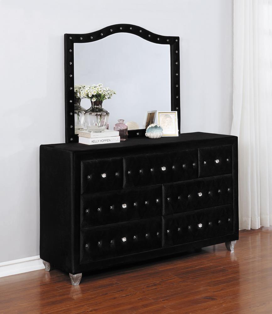 Deanna Black Button Tufted Mirror (Mirror Only) from Coaster - Luna Furniture
