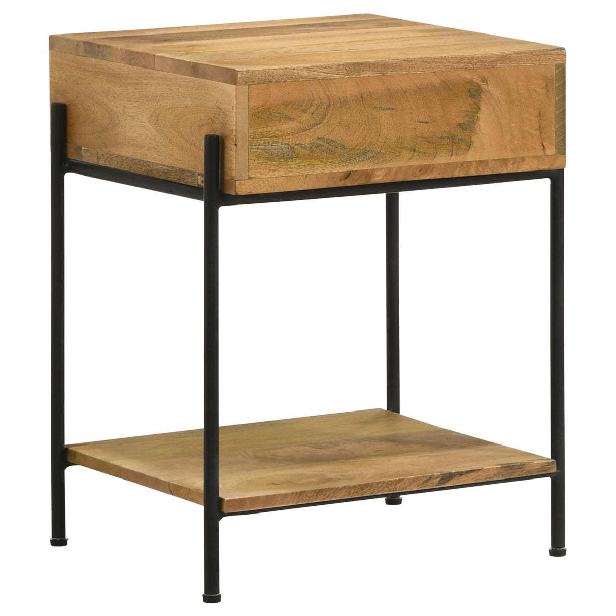 Declan Natural Mango and Black 1-Drawer Accent Table with Open Shelf from Coaster - Luna Furniture