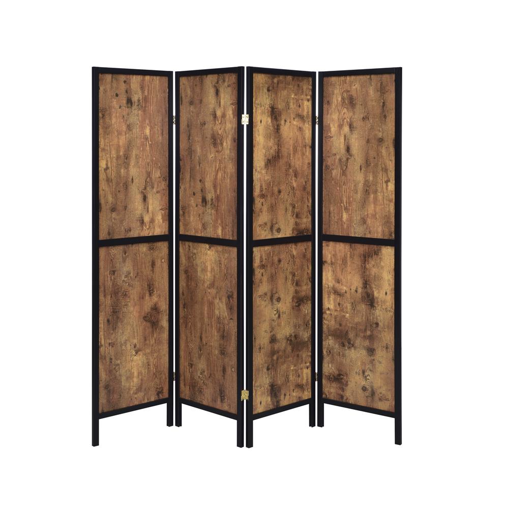 Deepika Antique Nutmeg and Black 4-Panel Folding Screen from Coaster - Luna Furniture