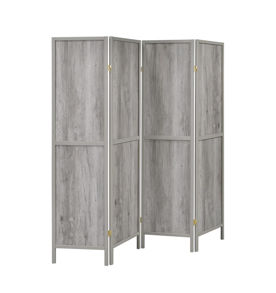 Deepika Gray Driftwood 4-Panel Folding Screen from Coaster - Luna Furniture