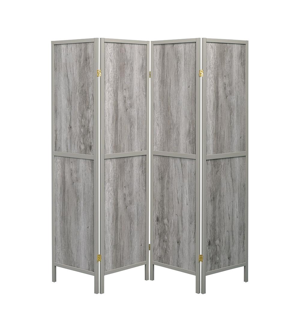 Deepika Gray Driftwood 4-Panel Folding Screen from Coaster - Luna Furniture