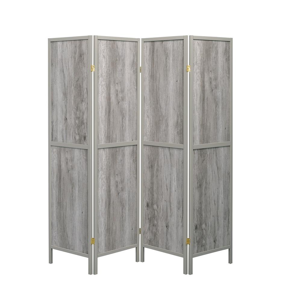 Deepika Gray Driftwood 4-Panel Folding Screen from Coaster - Luna Furniture