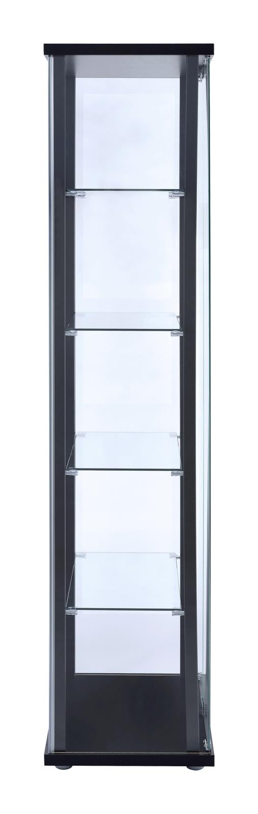 Delphinium Black and Clear 5-Shelf Glass Curio Cabinet from Coaster - Luna Furniture