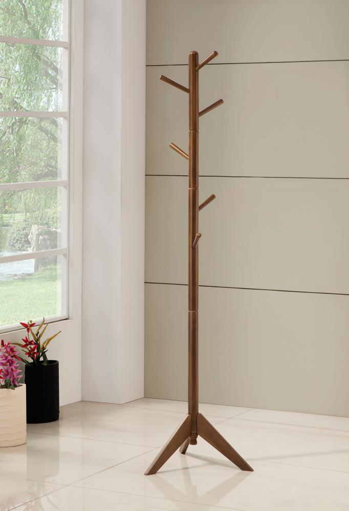 Devlin Walnut Coat Rack with 6 Hooks from Coaster - Luna Furniture